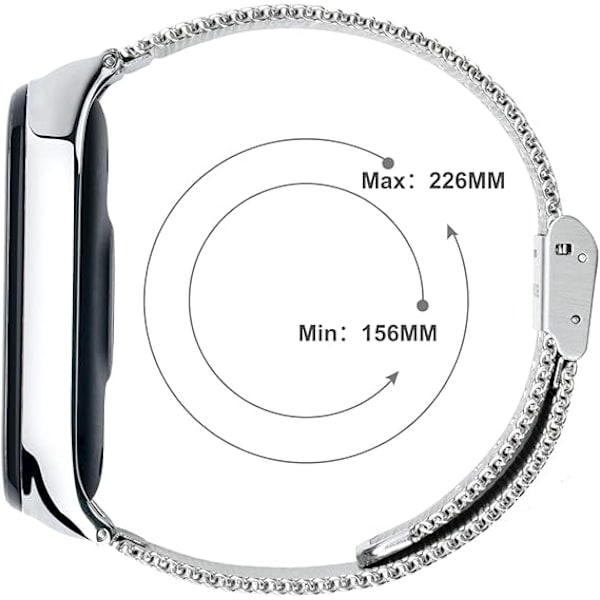 Ersättningsarmband Kompatibelt med Xiaomi Mi Band 6/Mi Band 5/Mi Band 4/Mi Band 3, 1 st Justerbart Sportarmband i Rostfritt Stål Silver