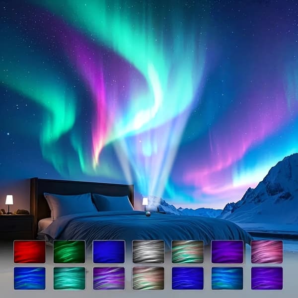 Mini Roterende RGB Nordlys Aurora LED Projektor Nattlys