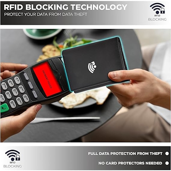 Äkta Läder Trifold Plånbok för Män - RFID Plånböcker Slim 9 Kreditkortsfack 2 ID-fack Present till Män