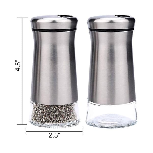 Salt- og peberkværne i rustfrit stål med glasbund Salt- og peberkværne med justerbar