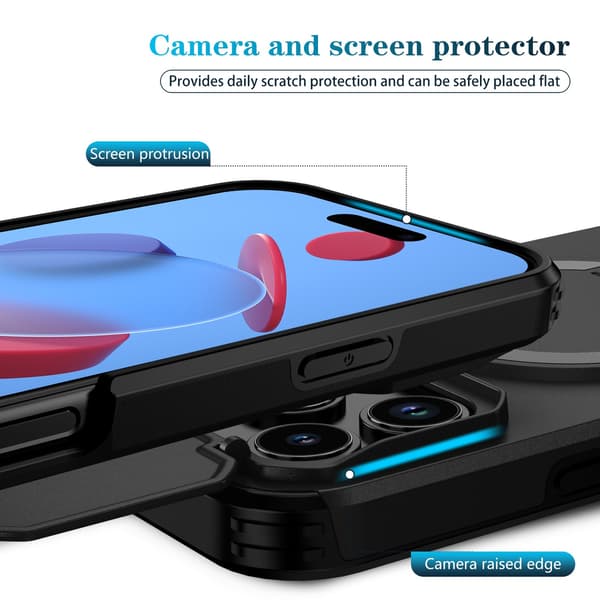 2-i-1 Magnetisk Telefoncover Kompatibel med iPhone 17 Pro Max med Skydelåge og Stativ Sort Black
