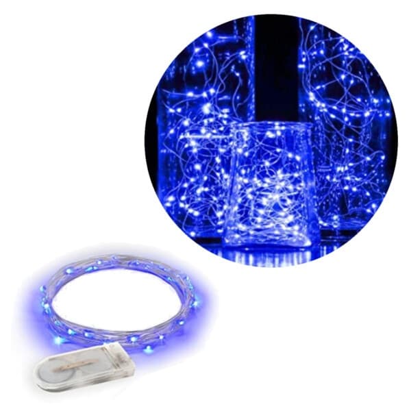 1m Mini LED Lyskæde Batteridrevet Blå blue