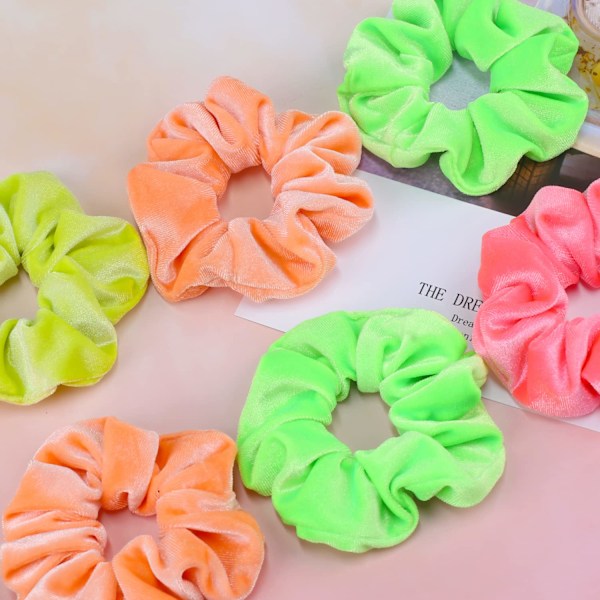 Scrunchies för tjejer, 12 st sammets-scrunchies för hår, mjuka hårsnoddar, söta färger elastiska hårband för tonåringar och kvinnor style 2