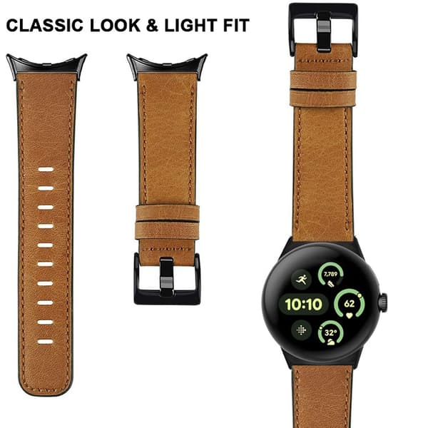 Ægte læderrem til Google Pixel Watch 3 (45mm) - Brun