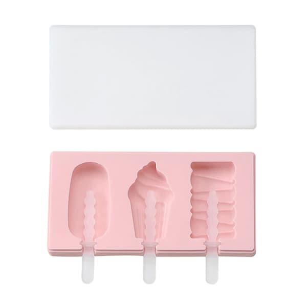 Isform for 3 iskremer - Lag dine egne ispinner hjemme rosa pink