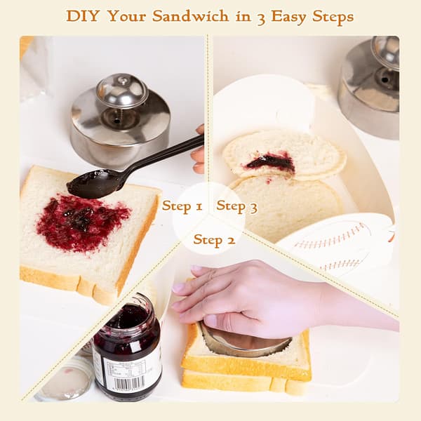 Sandwichkutter Sandwichmaker Kakekutter 304 Rustfritt Stål, Gelésandwichverktøy Sandwichkutter og Forsegler, DIY Sandwichkutter Maker