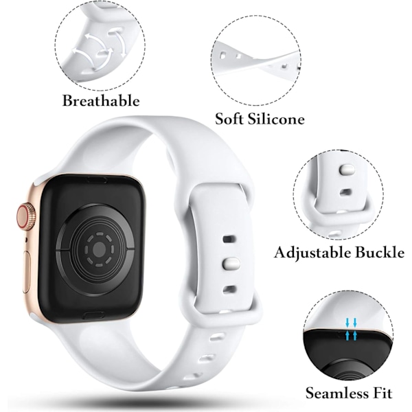 Kompatibel med Apple Watch-armband 42 mm/44 mm/45/46 mm (SM), för Apple Watch Series 10 9 8 7 6 5 4 3 2 1 SE, Vit 42mm/44mm/45/46mm(SM)