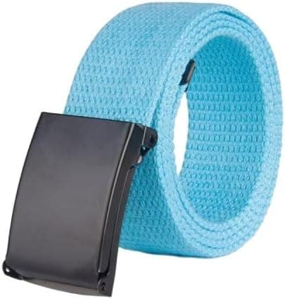 1 STK 140CM Webbingbelte, Justerbart Pustende Canvasbelte Uten Hull Justerbart Design Uformelt Belte Blått Blue 140cm