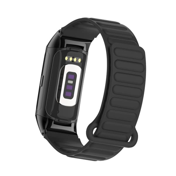 Tyylikäs magneettinen silikoniranneke Fitbit Charge 6:lle, musta Black