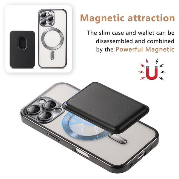 Sort magnetisk etuisæt kompatibelt med iPhone 17 Pro - Inkluderer Magsafe kortholder
