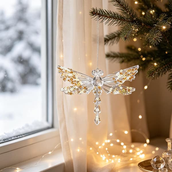 Julgransprydnad - Akrylpaljett Julgranshängare 10 cm (Trollslända)