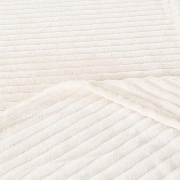 Mykt teppe, 200 x 230 cm, hvitt fleeceteppe til sofa, mykt og varmt, barneteppe, mikrofiber, fluffy sofateppe, sofateppe