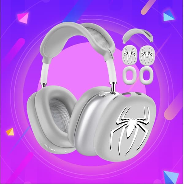 Spider Design Kompatibel med AirPods Max 1/2 Generation Beskyttelsessæt - Komplet Beskyttelse Mod Ridser og Stød Grå Grey