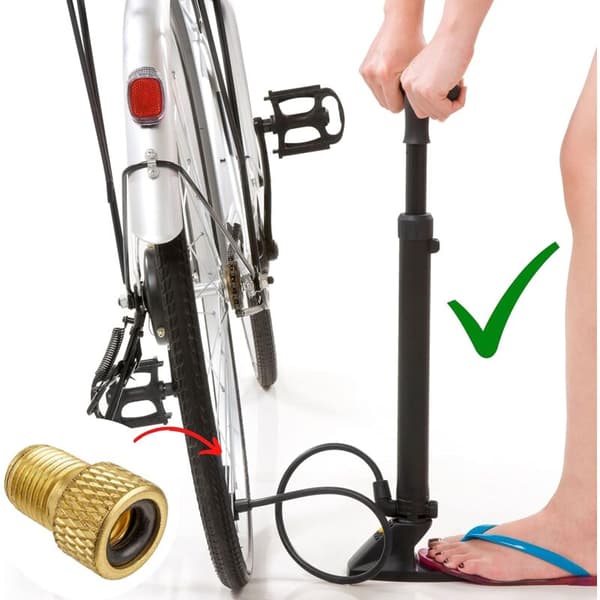 Sæt med 3 DV- og SV-cykelventiladaptere til ventil til bilventil med ekstra tætningsring