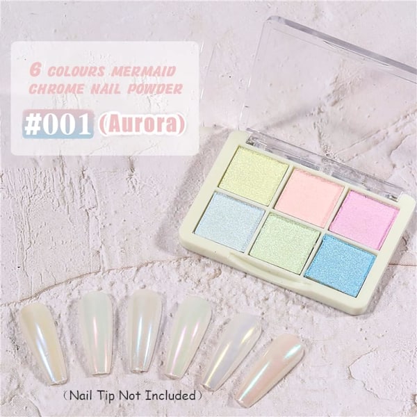 6 Färger Nagelpulver DIY Nageldekoration