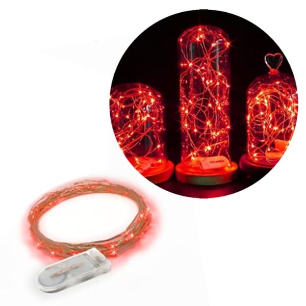 1m Mini LED Lyskæde Batteridrevet Rød red