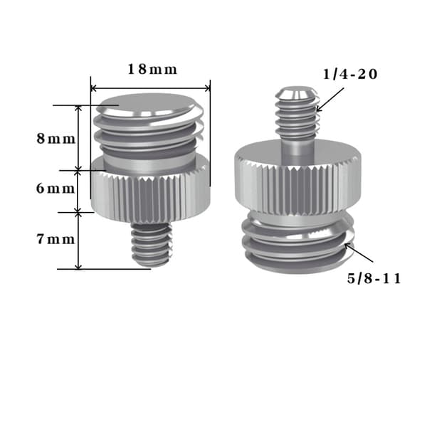 Stativadapter 1/4\"-20 til 5/8\"-11 - 5-pakning Sølv 1/4-20