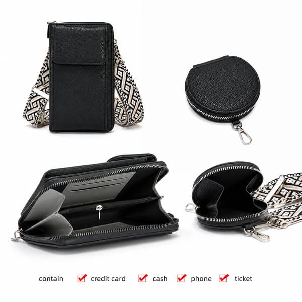 Dame Skuldertaske Crossbody Mobiltelefontaske Sort Sort