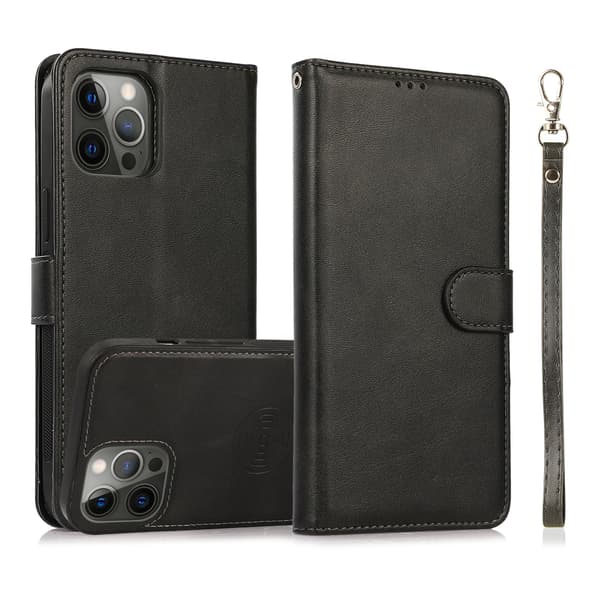 iPhone 16 Plus magneettinen lompakkokotelo 2-in-1 musta