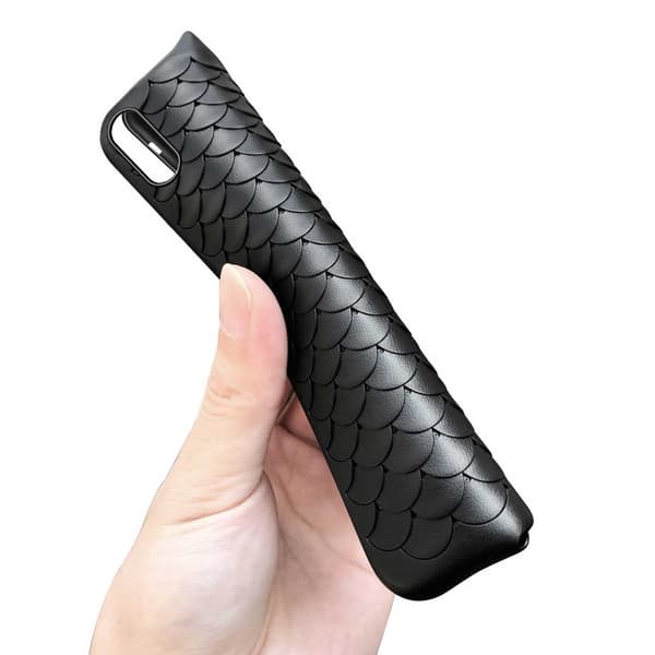 iPhone XS Mobilcover Flettet Sort Læder Sort black
