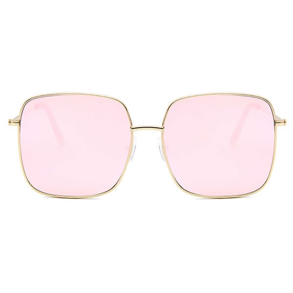 Firkantede metalsolbriller Guld Pink Spejlglas Pink pink