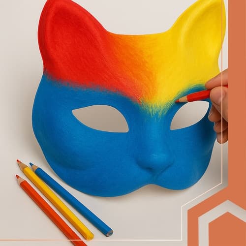 10-pack vita DIY kattmasker för målning och pyssel