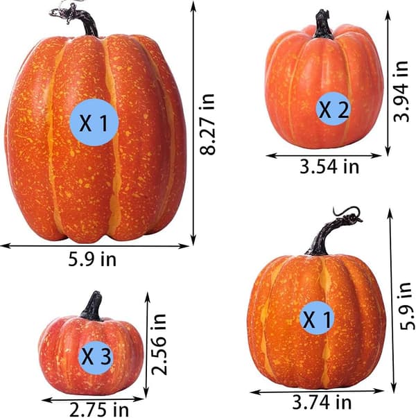 7 stk. kunstige græskar, falske græskar, efterårsdekoration til Thanksgiving Halloween jul
