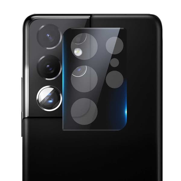 2-pack heltäckande Galaxy S21 Ultra kameralinsskydd i glas, svart black