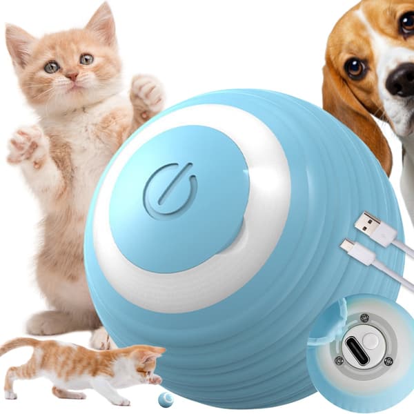 Interaktiv ball for katt og hund – Elektrisk LED-leke med USB-lading