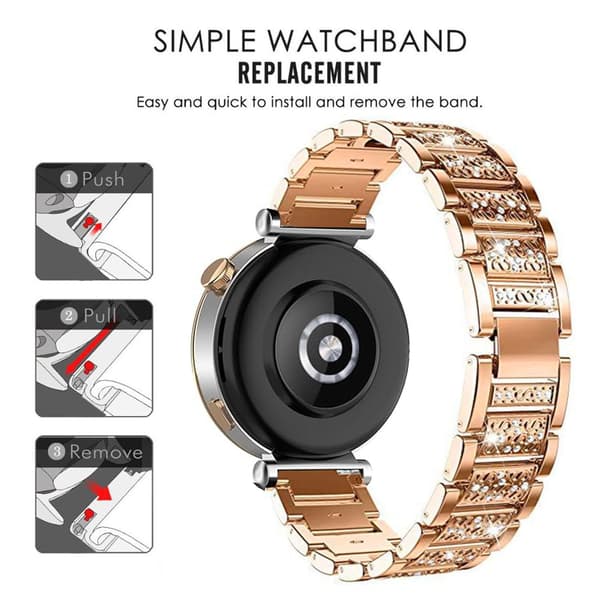 22 mm urrem i rustfrit stål til Samsung Huawei PinkGuld PinkGold