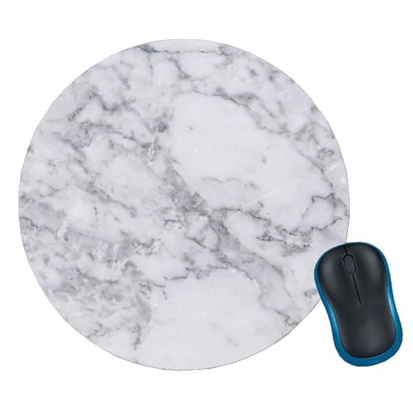 Blød rund musemåtte med print Hvid Marmor 20cm hvid white