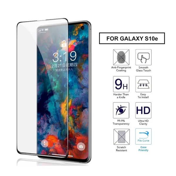 Galaxy S10 Plus Full Coverage HD Skärmskydd Kolfiber Härdat Glas svart black