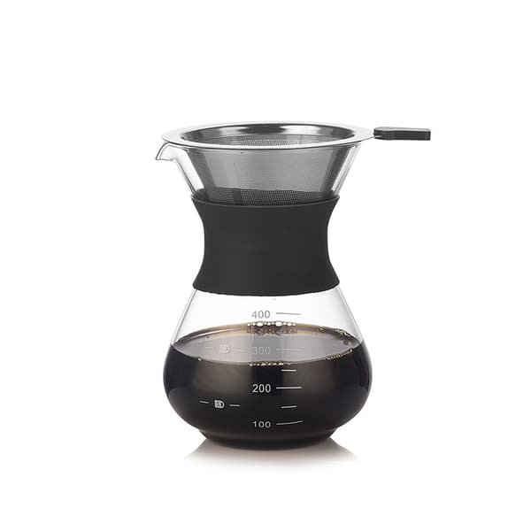 400 ml Pour Over Kaffemaskine med Filter - Klart Glas