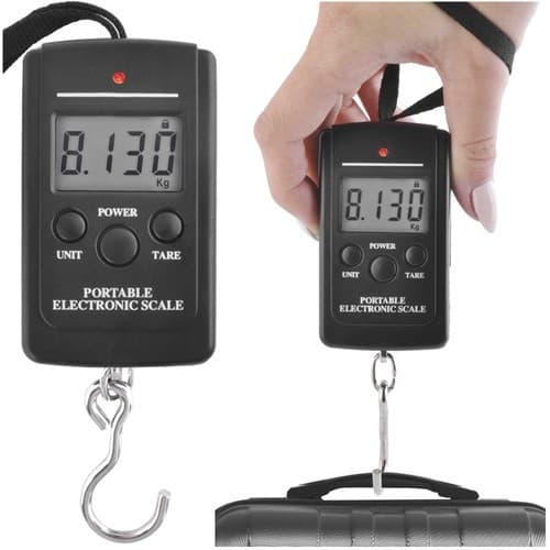Bærbar bagagevægt | Digital krogvægt 40 kg sort black