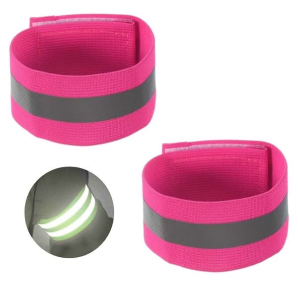 2-pack reflekterande handledsband reflekterande kardborreband rosa pink