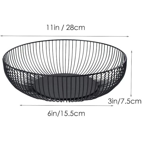 Svart Trådfruktskål, 28x8cm Stor Metallfruktskorg, Modern, Håller Frukten Färsk Längre