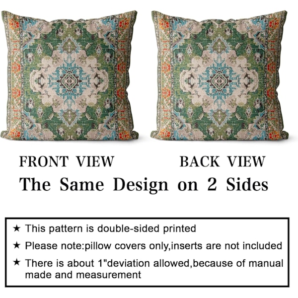 Set med 2 Kuddfodral i Bohemisk Stil 45x45 cm Dekorativa Kvadratiska Kuddfodral 18x18 Tum Soffa Bil Kuddfodral