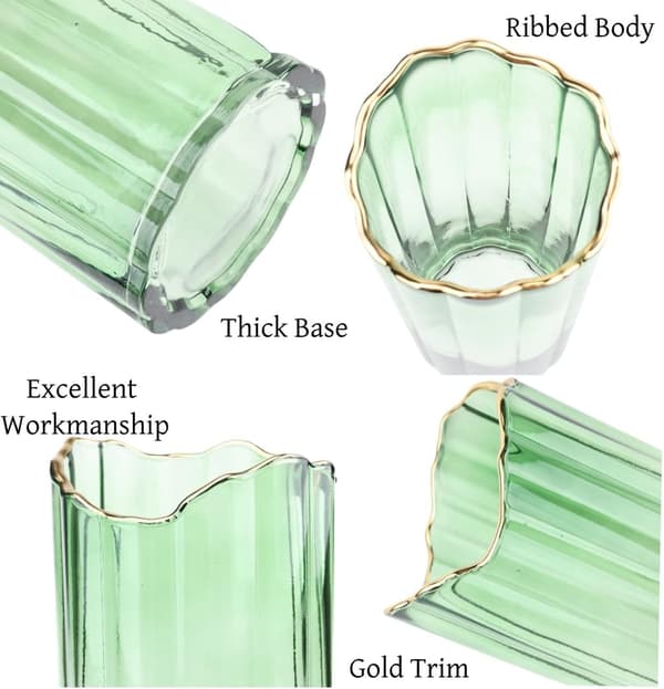 Hög Glasvas för Blomvas Tjock Stor Cylindervas Heminredning Grön 12x30cm