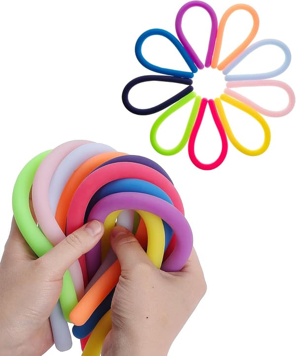 Monkey Noodle Fidget Legetøj, 9 stk., Fidget Nudler, Elastiske Snore Fidget Legetøj, Sensoriske Nudler, Sensorisk Legetøj, Beroligende Legetøj, Elastisk Legetøj, Legetøj