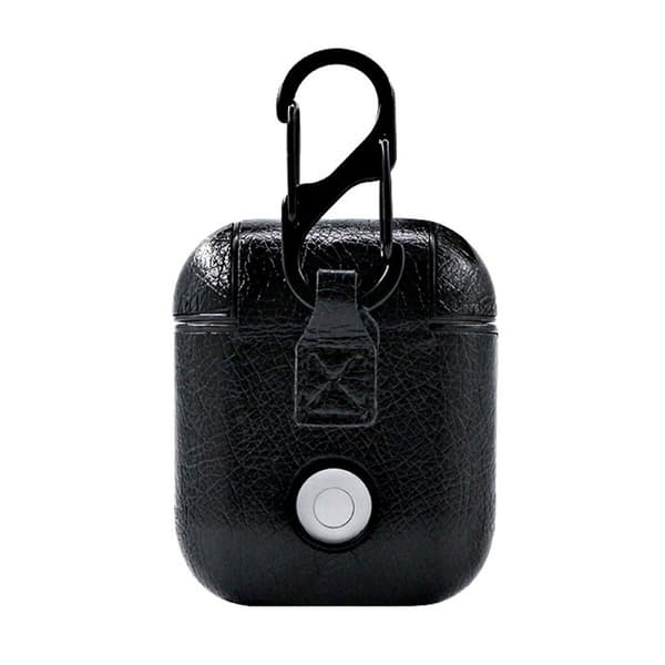 Musta Apple AirPods 1/2 -suojakotelo nahkaa, musta black