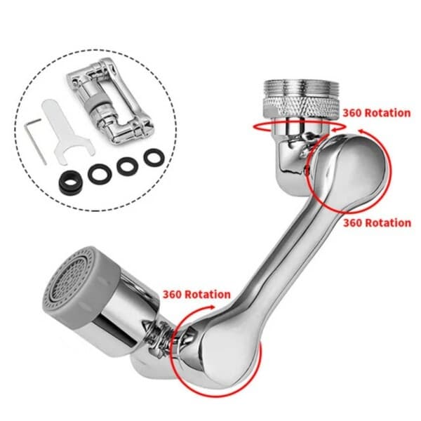 Kranmunstycke - 1080° Roterande Kökskranadapter Metall silver