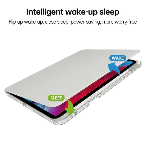 Etui til iPad Pro 13 (2024) PU Læder+Akryl+TPU Roterende Klar Tablet Cover Auto Væk/Sov-Grå