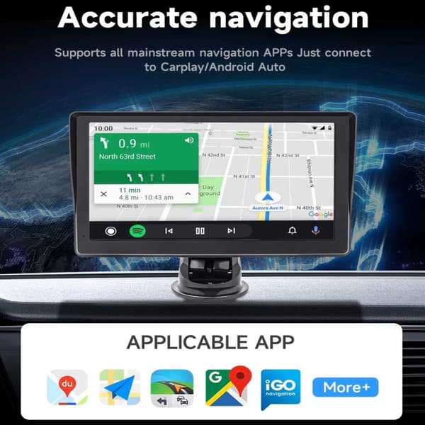 Bilstereo 7\" Touchscreen til bil med trådløs Carplay og Android Auto sort black