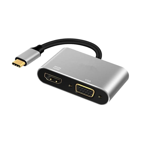 2-i-1 USB Typ C Hub 4K HDMI & VGA Port Display Adapter Splitter