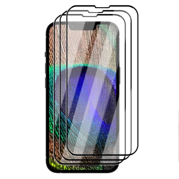 3-pack iPhone 12 Mini HD Skärmskydd Kolfiber Härdat Glas svart black