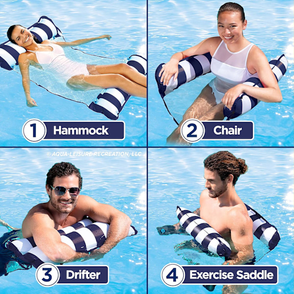 4-i-1 Monterey Hängmatta Pool Float & Vattenhängmatta – Mångsidig, Uppblåsbar Pool Float för Vuxna – Patenterat Tjockt, Icke-Klibbigt PVC-Material