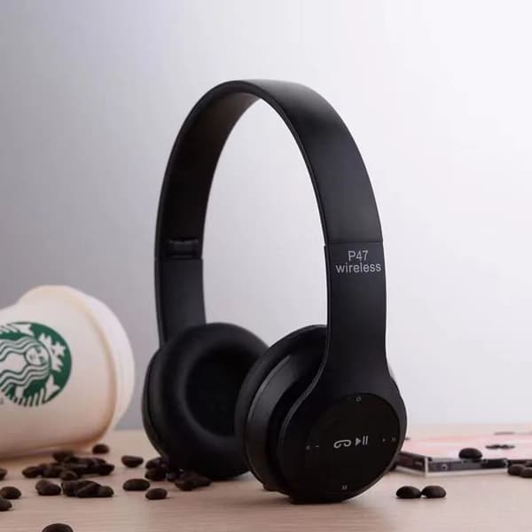Trådlösa Bluetooth-hörlurar On-ear med mikrofon Svart