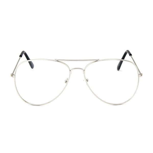 Retro Pilot Aviator Briller Sølv Klare Linser Uten Styrke silver