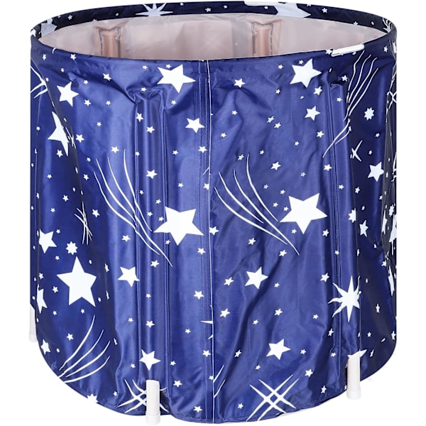 Bärbar Badkar 70 X 65CM 230L Vikbart Fristående Blötläggningsbadkar Vuxen SPA-Badkar för Student Hem Camping (Stjärnblå)