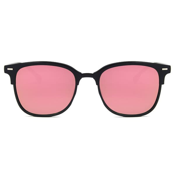 Sorte Clubmaster Solbriller med Lyserøde Spejlglas black